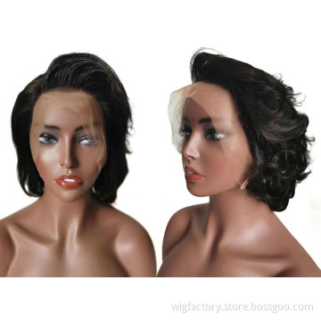 Short Human Hair Wigs Pixie Pre Plucked Lace ,Brazilian Human Hair Lace Front Wigs Curly,Pixie Curl Human Hair Wigs